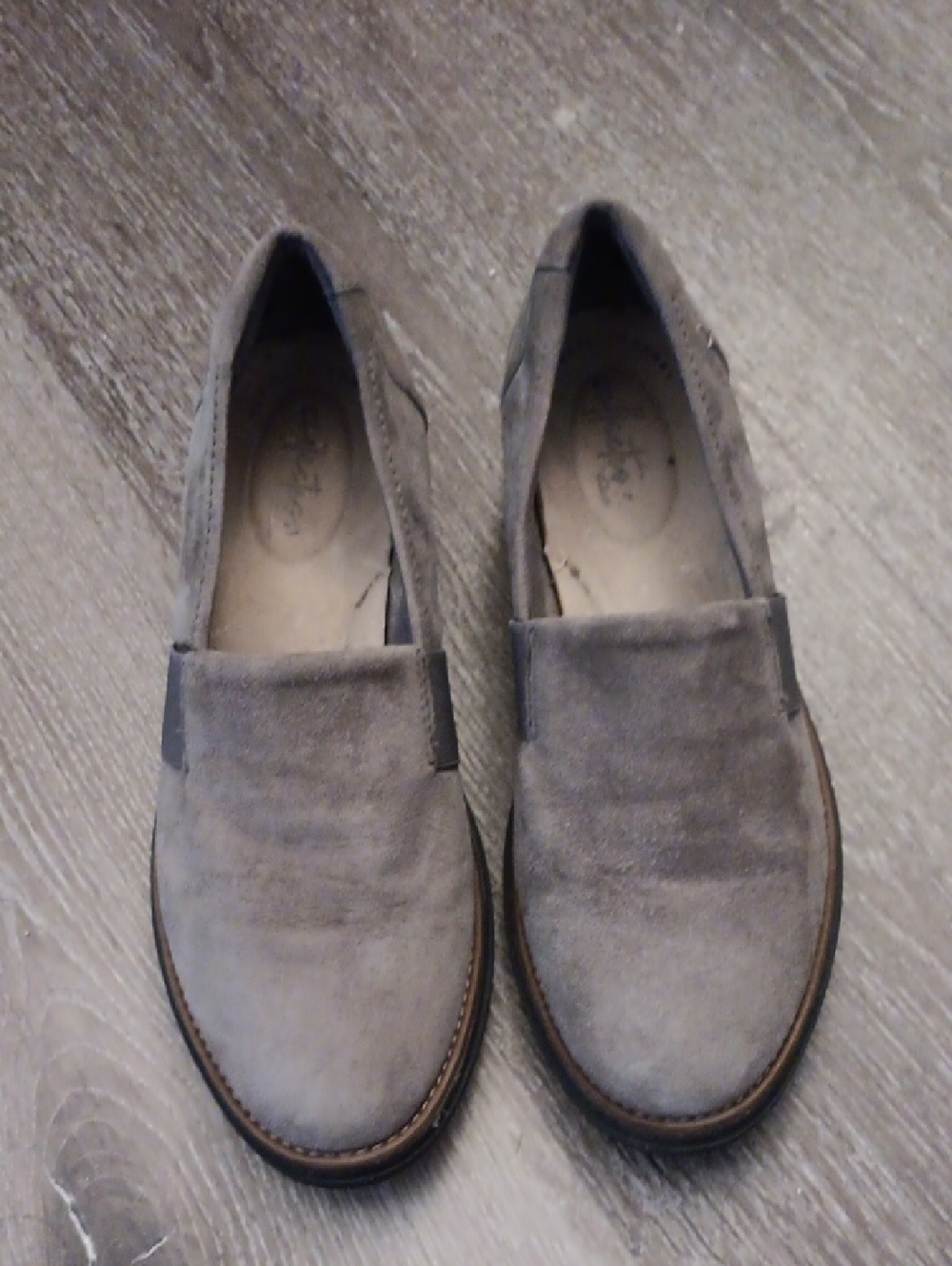 Clarks Women’s Taupe Suede Slip-On Flats
